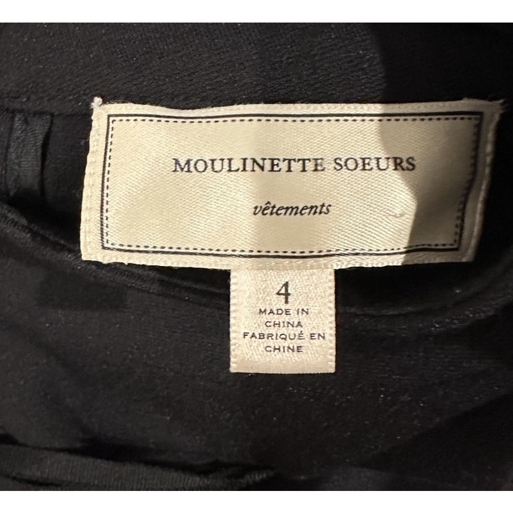 Moulinette Soeurs Dress Sumi Hi Low Black Pink Waist Tie Bow Anthropologie Siz 4 - Picture 9 of 9